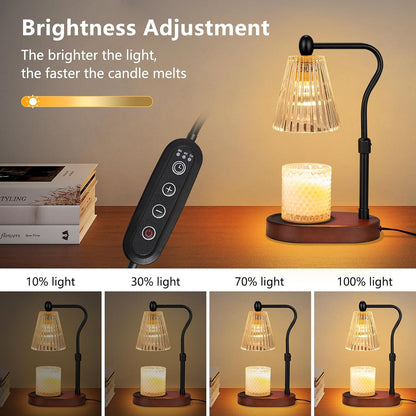 Engpure Candle Warmer Lamp - Candle Warmer Lamp with Timer and Dimmer Adjustable Height,Electric Wax Melt Warmer with 2 Bulbs for Scented Jar Candles Home Decor Mother's Day Gifts, Amber