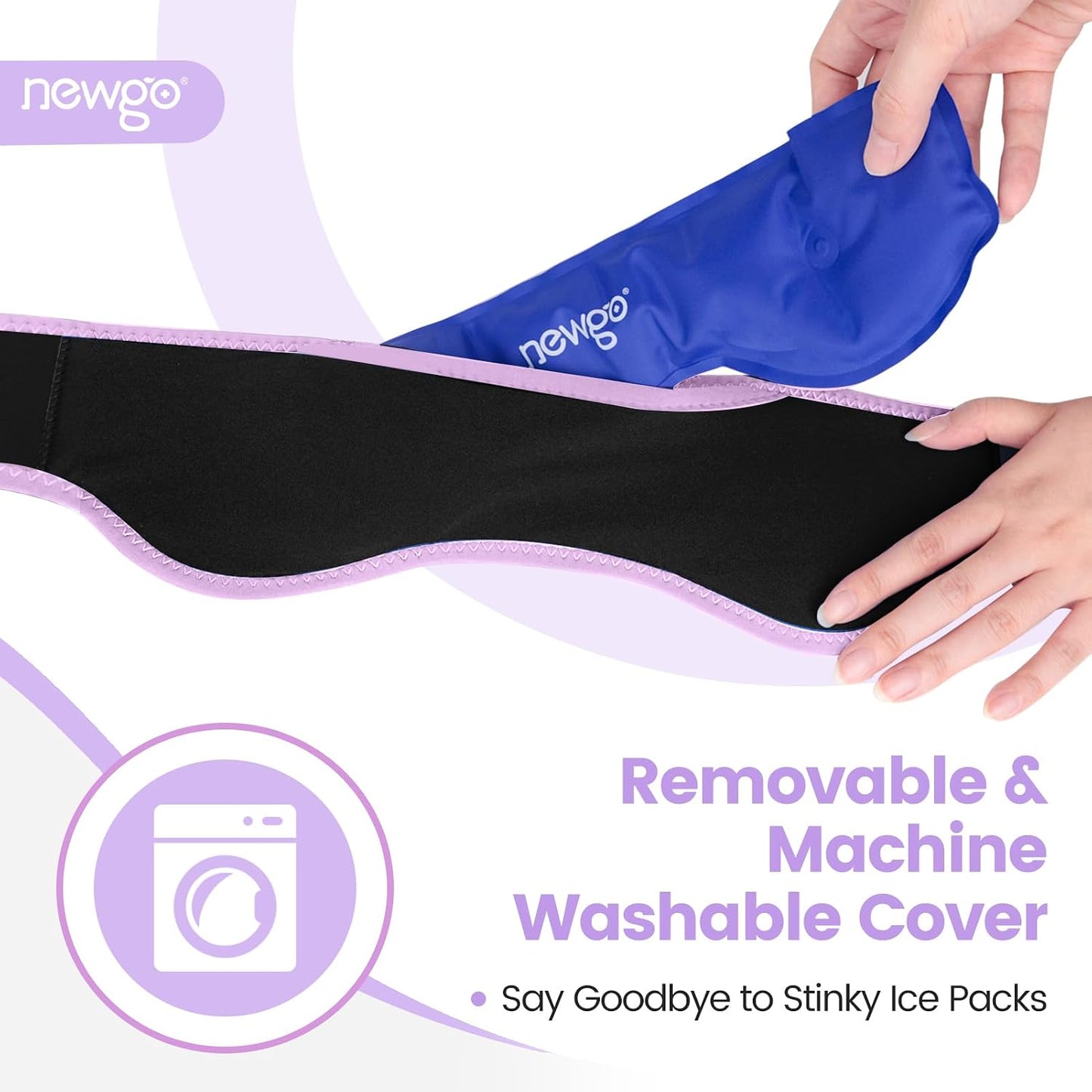 NEWGO Headache Ice Pack Head Wrap for Migraines, FSA Eligible | Reusable Head Ice Wrap, Removable Machine Washable, Soothes Tension Headaches, Sinus Pain, Chemo Discomfort, and Hot Flash