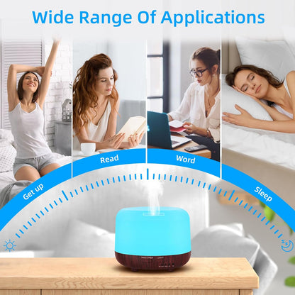 SPLITSKY 300ml Ultrasonic Essential Oil Diffuser with Remote Control | 7-color LED lighting, 2 mist modes, 2H and 4H timers, and waterless auto shut-off for bedrooms, desks and offices.