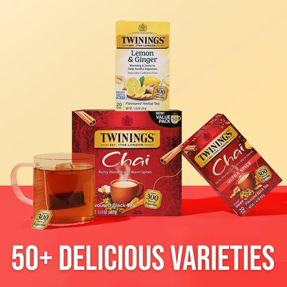 Twinings Mango & Pineapple Herbal Tea Individually Wrapped Bags, 20 Count (Pack of 1), Naturally Caffeine-Free, Enjoy Hot or Iced, 20 Teabags
