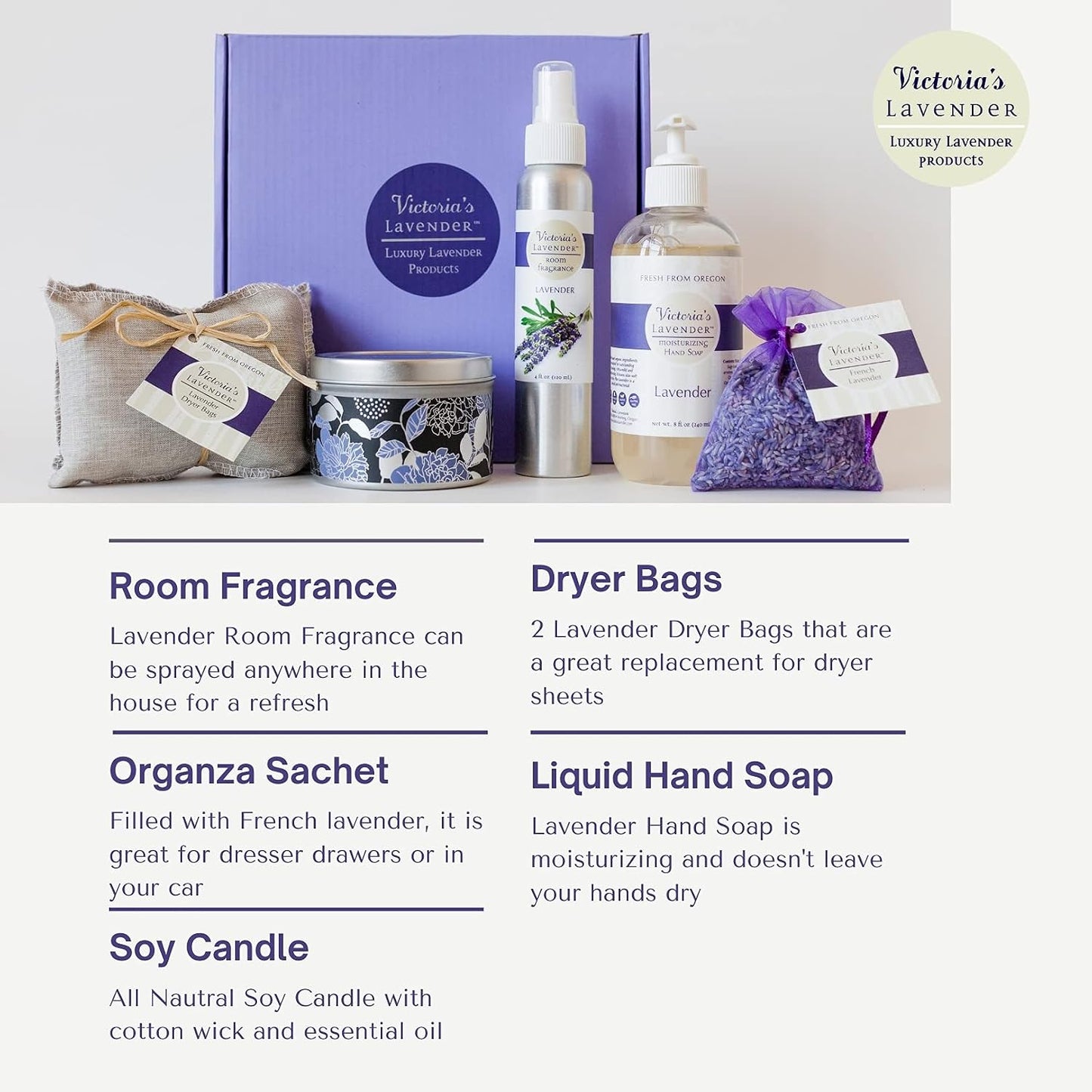 Victoria's Lavender Luxury Lavender Relaxing Spa Gift Basket, Set of 3 | Neck Wrap, Dead Sea Bath Salts, and Hand & Body Lotion , Microwavable Neck Heating Pad Filled with Lavender Buds & Flax Seed
