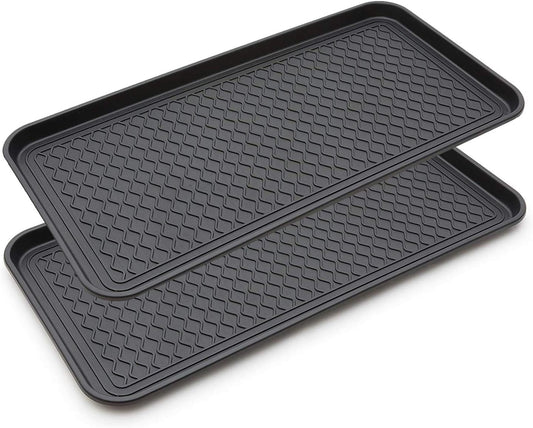 Large Multifunctional Boot Tray 2 Pack Boot Mat Washable Indoor or Outdoor Tray Mat Doormats for Shoes Boots Plants Pots Paint Tins Pet Bowls Car Storage, 30 x 15 x 1.2 Inches