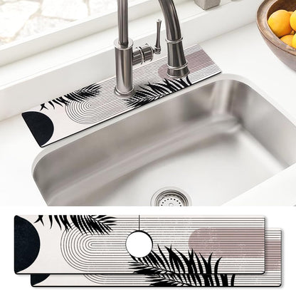 Sink Faucet Absorbing Mat, 2 Pack Drying Mat Around Faucet Sink Splash Guard Behind Faucet Sinkmat For Kitchen Bathroom Island Rv 24 * 5.5 Inch (60 * 14 cm)