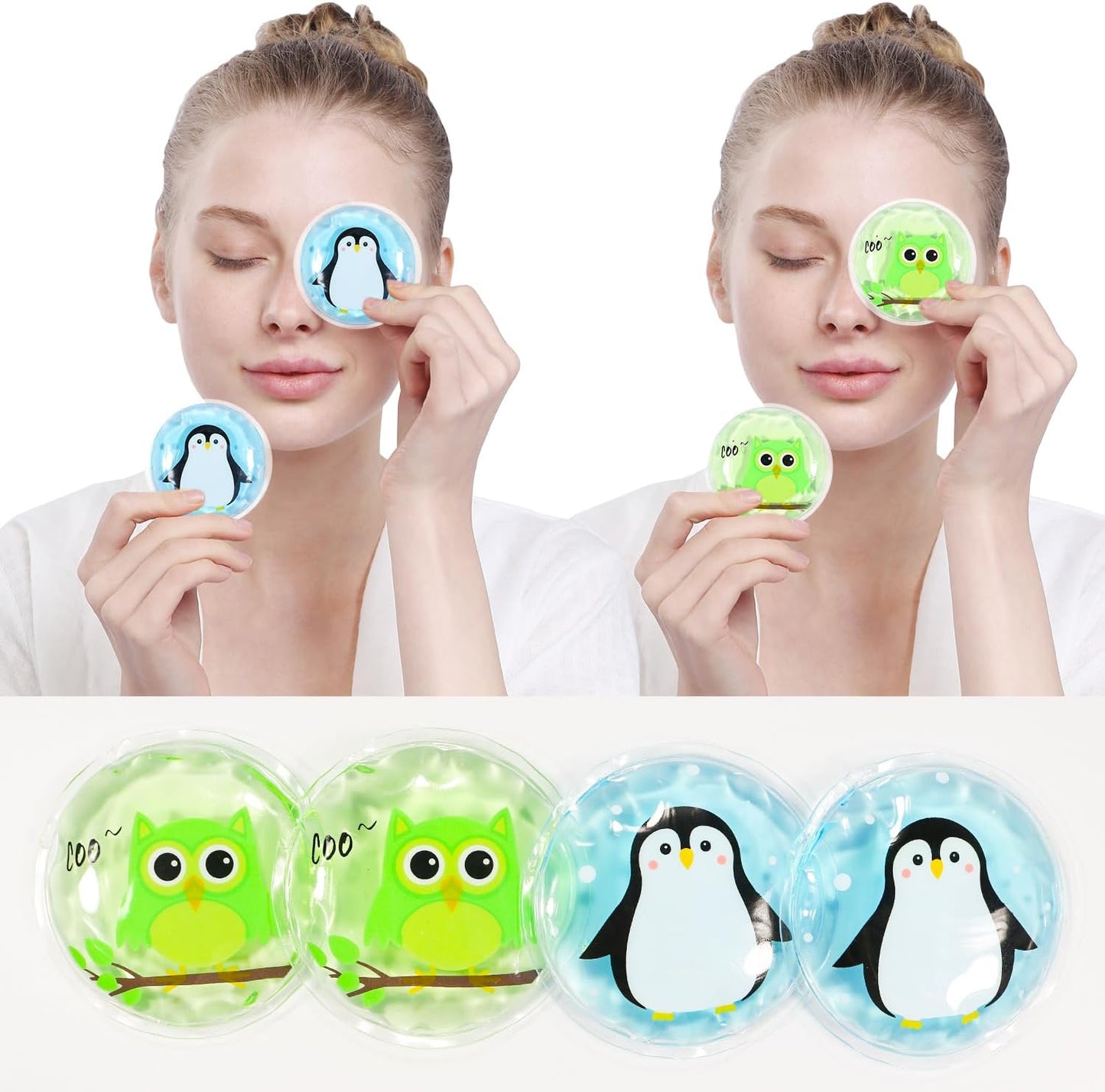4PCS Gel Eye Ice Pack Set Reusable, Cold and Hot Compress for Eyes, Ice Pack for Eyes, Cooling Eye Pads for Eye Strain, Swelling, Redness, Dark Circles, Puffy Eyes, and Eye Recovery Surgery.