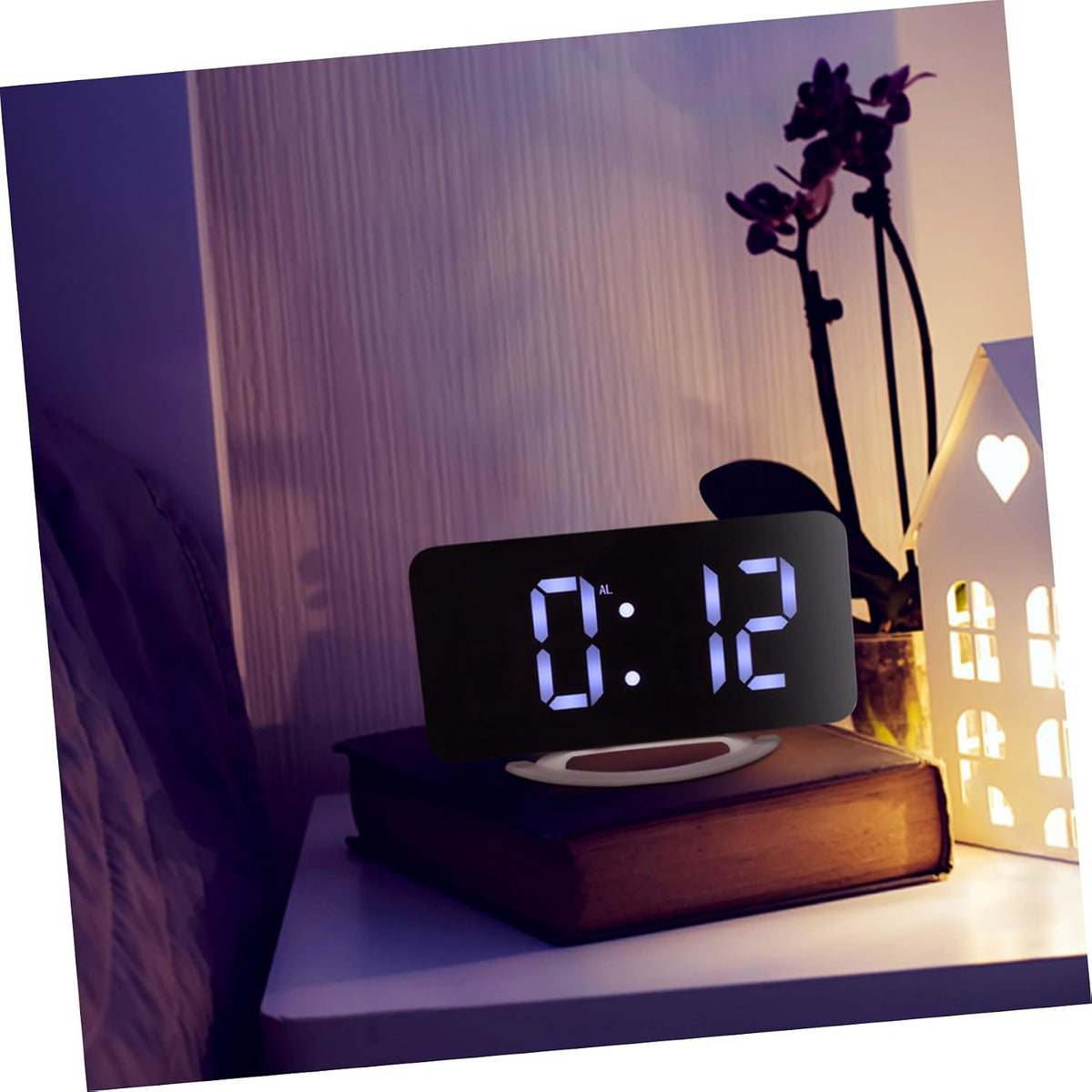 Garneck Digital Vibrating Bed Shaker Alarm Clock with Large RGB Mirror Display for Heavy Sleepers, Dual Electronic Time, Bedroom and Office Use, Battery Not Included