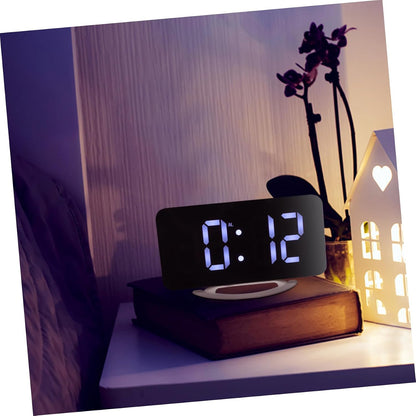 Garneck Digital Vibrating Bed Shaker Alarm Clock with Large RGB Mirror Display for Heavy Sleepers, Dual Electronic Time, Bedroom and Office Use, Battery Not Included
