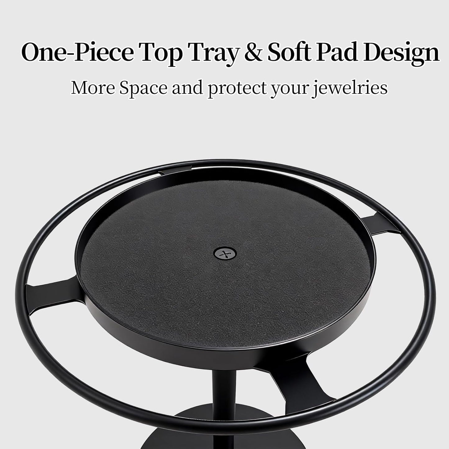 LSK Metal Sunglasses Organizer, Glasses Holder Stand with Storage Tray | Eyeglasses Holder with Anti-Slip Pads for Tabletop, Desk, Dresser, Matte Black