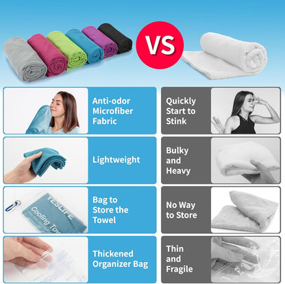 YESLIFE Cooling Towels, 4-Pack 40"x12", Multicolor Set A | Microfiber gym towels, soft breathable neck wrap, cooling towel for yoga running sport camping, Multicolor, 4-pack