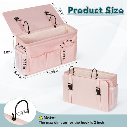 Bedside Caddy, Bedside Storage Bag Hanging Organizer for Bunk Dorm Bed Rail | Bed Caddy with Hooks, Top Bunks and Dorm Essentials for Water, Tissues, Tablets, Books, Phones, Remotes and Other Necessories