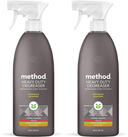 method Heavy Duty Degreaser, Lemongrass Scent, 28 fl oz | Cuts through Grease, Oil, Burnt-On Messes and Stubborn Splatters, For Use on Stove Tops, Range Hoods, Microwaves, and More