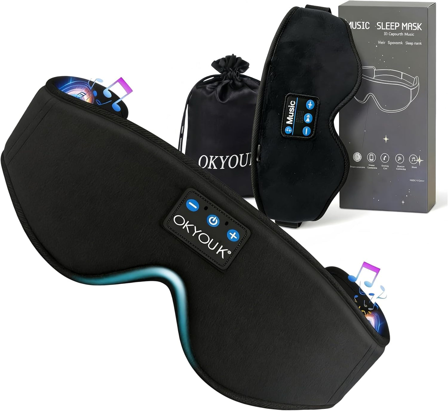 2026 New Sleep Headphones Pro | Built-in White Noise Sleep Mask,75g Ultra-Light Bluetooth Eye Mask for All Face Shapes, Zero-Pressure Fit, Breathable Bamboo, 100% Blackout for Deep Sleep & Travel