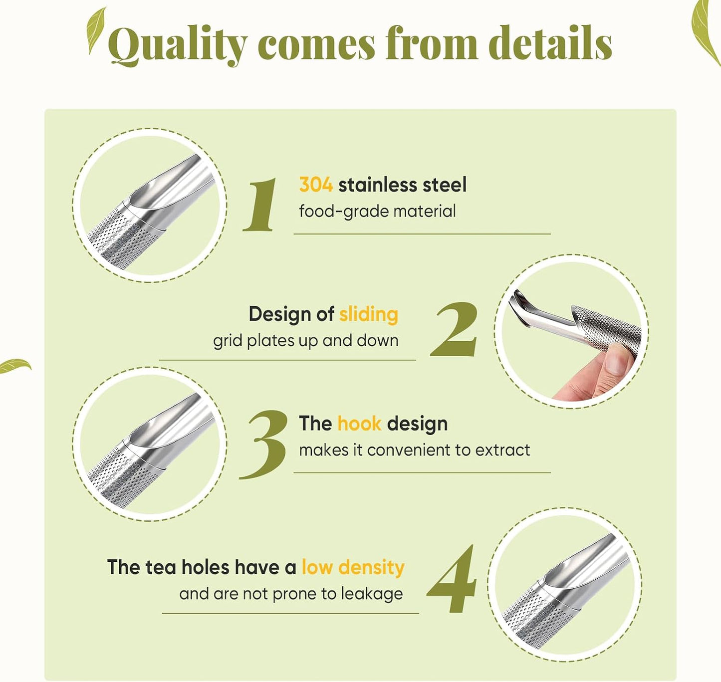 2 Pcs Tea Infuser, Tea Diffusers for Loose Tea with Teaspoon Tea-tweezers Steel Wire Cloth, for All Kinds of Tea