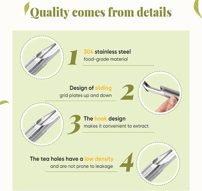 2 Pcs Tea Infuser, Tea Diffusers for Loose Tea with Teaspoon Tea-tweezers Steel Wire Cloth, for All Kinds of Tea