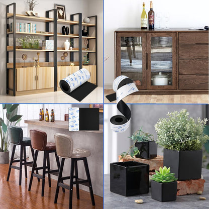 Felt Strips with Adhesive Backing, Felt Tape with Adhesive Backing, Felt Furniture Strips 2 Pack Roll 1/2x 60 Inches Black, Felt Strips for Furniture