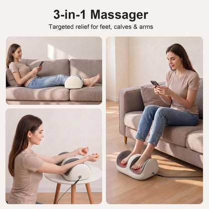 Nekteck Foot Massager with Heat & Foot Roller, Shiatsu Calf Leg Massager | for Circulation and Neuropathy Pain Relief for Feet Care Home Office Gadgets Relaxing Massage Tools Gifts for Women Men Dad
