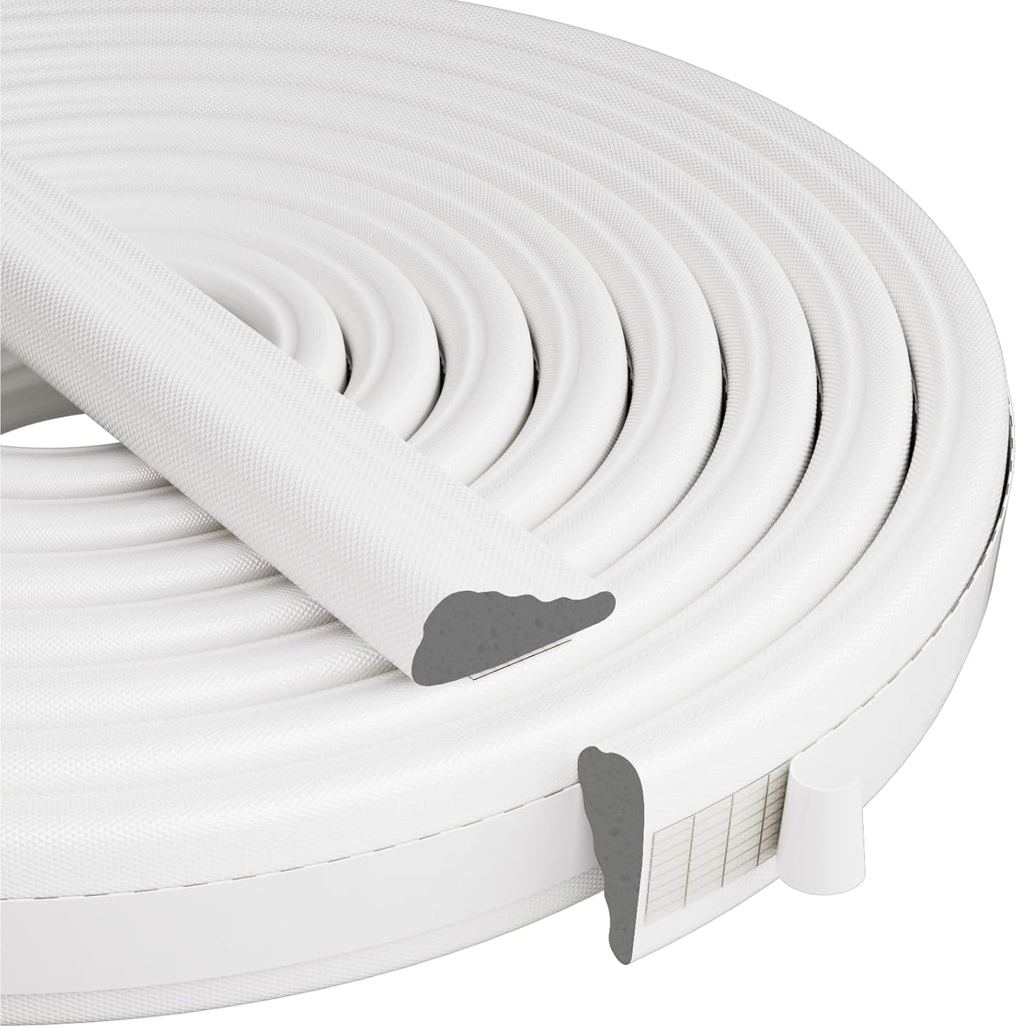 Kneelisa Wedge-Shape Window Weather Stripping Door Frame Seal 118” White | Upgrade Black Foam,Soundproofing,Draft Stopper,Winter Insulation,Noise Blocker, Gap Filler for Exterior Front Door Side