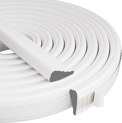 Kneelisa Wedge-Shape Window Weather Stripping Door Frame Seal 118” White | Upgrade Black Foam,Soundproofing,Draft Stopper,Winter Insulation,Noise Blocker, Gap Filler for Exterior Front Door Side