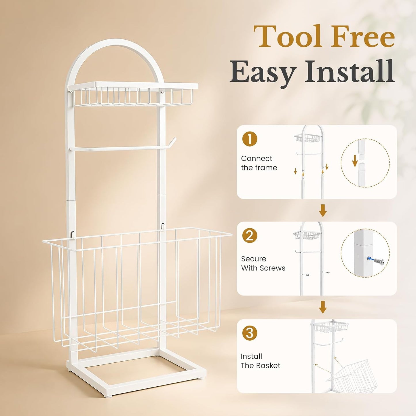 Toilet Paper Holder Stand Freestanding with Storage Basket for Bathroom | Freestanding Toilet Paper Stand for Bathroom,Heavy Duty Tissue Roll Holder Rack with Top Shelf for Organizer,black