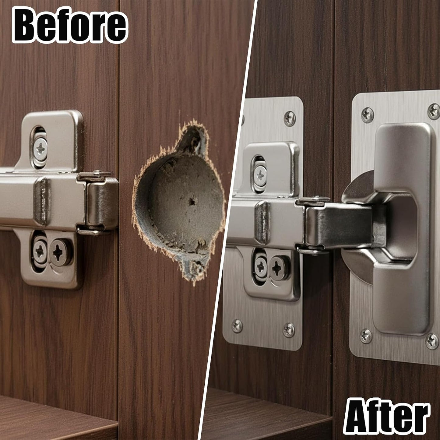 JJUNW 12Pcs Cabinet Hinges Repair Plates, Stainless Steel Repair Cabinets, Hinge Repairs Plate Cabinets Door Hinge with Mounting, Fixing Tool Plates Screws for Kitchen, Cupboard, Locker, Cabinet Doors