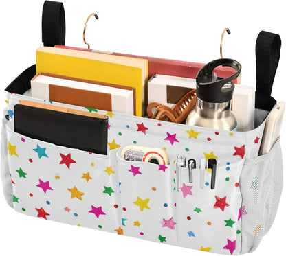 Bedside Caddy Hanging Bunk Bed Caddy Bed Organizer Hanging Pocket with 2 Hooks Bedside Storage Organizer Pocket Bag Holder Checkered Light Green - Colors B