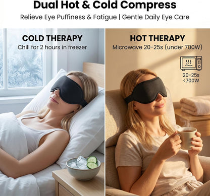 3D Cooling Gel Eye Mask for Migraines and Puffy Eyes, Cold/Heat Therapy for Dry Eyes and Sinus Pressure, 100% Blackout Sleep Mask for Side Sleepers, Adjustable Contoured Blindfold with Travel Pouch