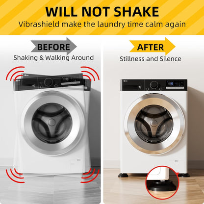 Anti Vibration Pads for Washing Machine 4 Pack, with Powerful Sucker Anti Vibration Pads Vibration Absorber,Washer and Dryer Stand, Noise Cancellation, Silicone Anti Slip Muffling Mat