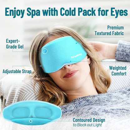 Cooling Eye Mask, Cold Eye Mask for Puffiness, Reusable Ice Eye Masks for Dark Circles And Puffy Eyes, Relieve Your Migraines and Headaches with Gel Eye Masks Therapy, Long-Lasting Comfort, Light Blue