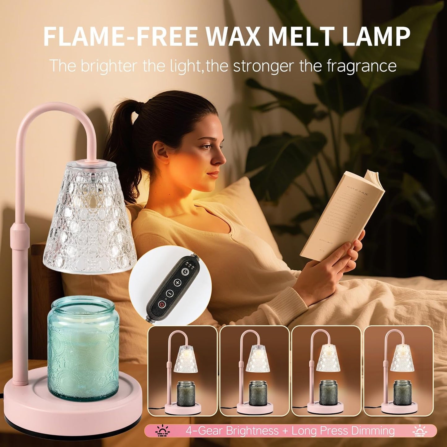 Candle Warmer Lamp with Timer Dimmable, Wax Melt Warmer, Black | Birthday Gifts for Women Mom, House Warming Gifts New Home Room Decor for Scented Jar, Height Adjustable
