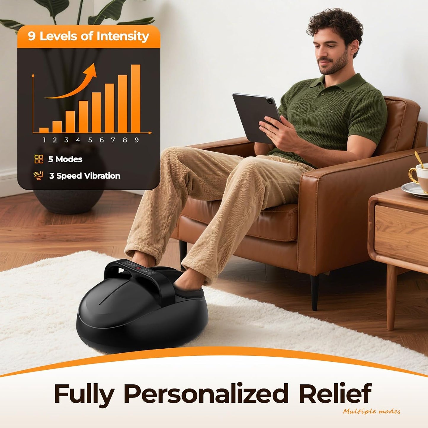 Foot Massager with Heat, 4 Modes & Vibration & Compression & Rolling for Feet Toes Relief, Electric Shiatsu Foot Massager with Remote, Fits Up to Men's Size 12, Gift for Women Men Father's Day