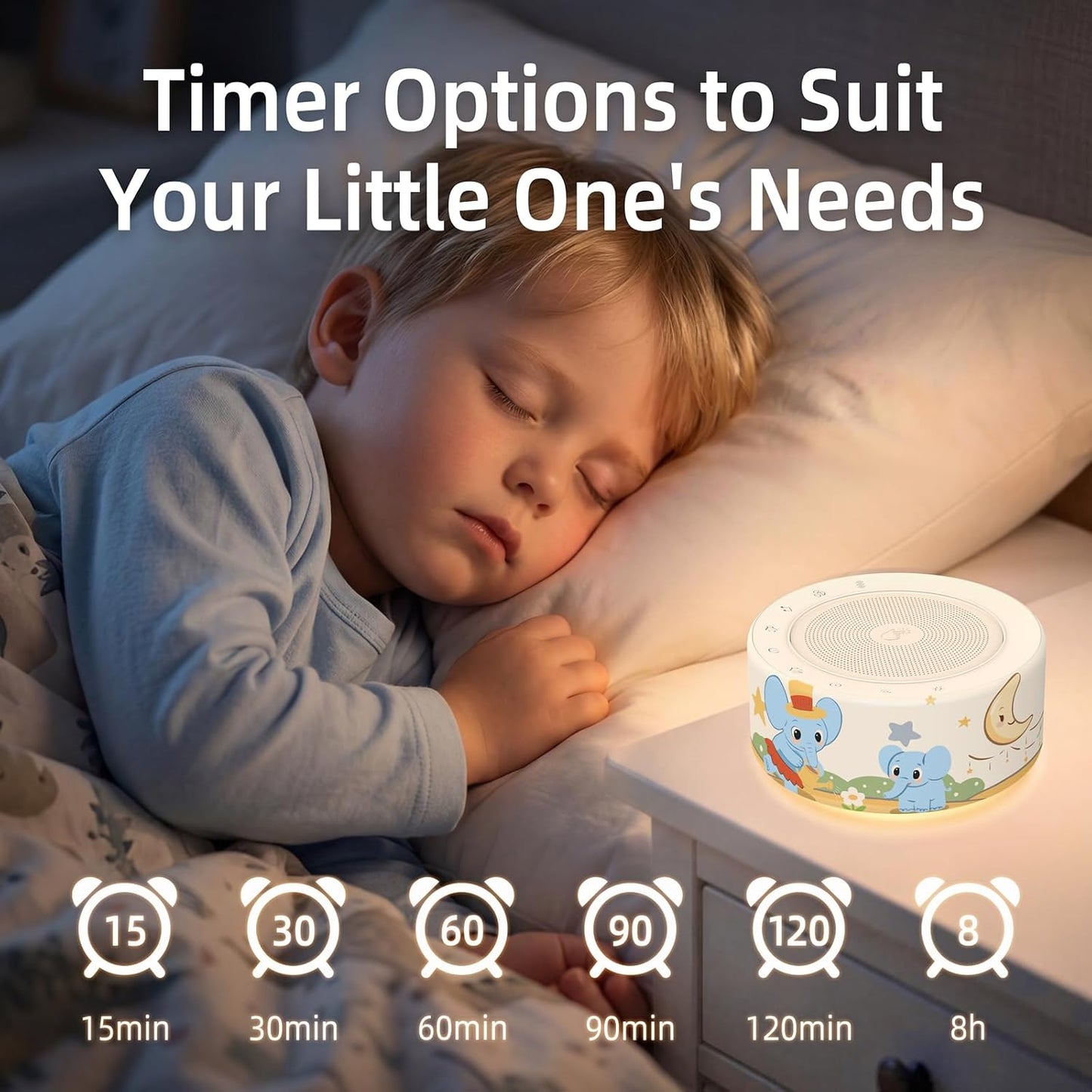 Kipcush White Noise Machine for Baby & Adults, 30 Soothing Sounds, Sleep Sound Machine with 8 Color Night Light, Memory Function, White Noise for Sleeping, Nursery, Office, Travel & Relaxation