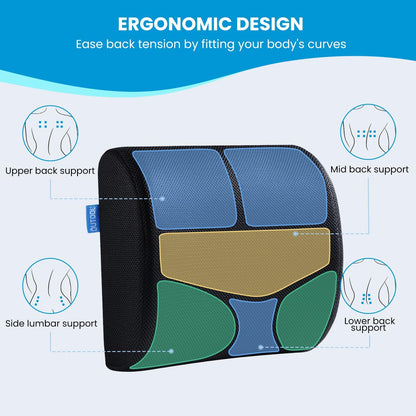 Lumbar Support Pillow for Office Chair, Office Home Essentials,Gifts for Mom,Dad, Back Support Pillow for Car, Chair Cushions,Back Pain Relief Improve Posture,Mesh Cover Double Adjustable Straps