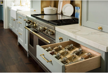 Rev-A-Shelf 36" 3-Tiered Trimmable Wooden Pull-Out Spice Rack, Maple | Wooden Kitchen Drawer and Cabinet Home Storage Insert for Seasoning Organization