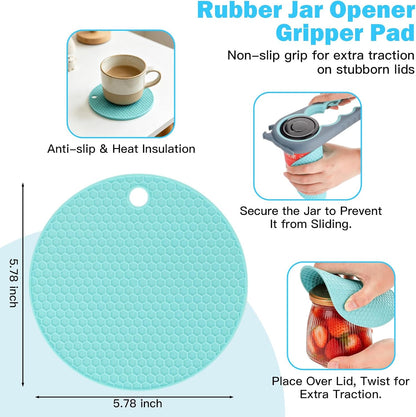 Jar Opener for Weak Hands, Seniors, Arthritis (Blue&Grey) | 3-Pieces Jar and Bottle Opener Set, 6-in-1 Multifunctional Jar Lid Opener Bottle Opener, Non-Slip Jar Opener Gripper Pad