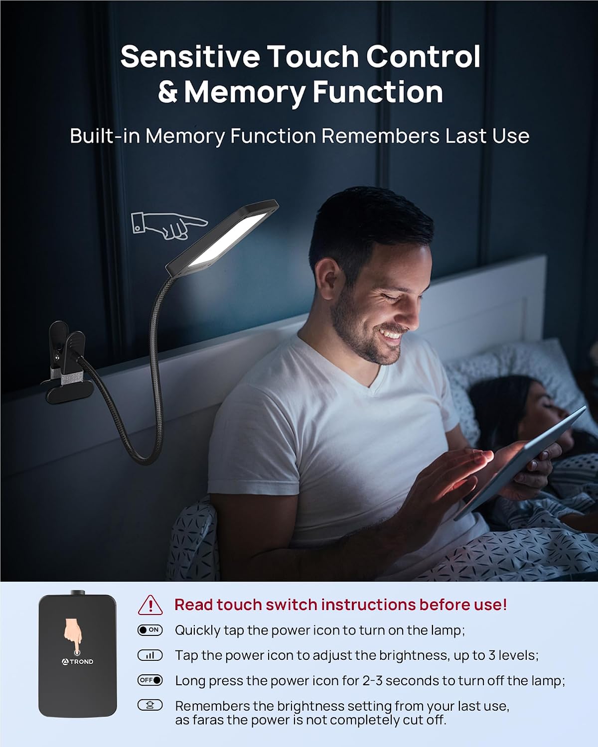 TROND LED Desk Lamp with Clamp, 1000LM Super Bright 3-Level Dimmable Desk Light 6000K Daylight, Extra-Long Flexible Gooseneck Clip on Light, Eye-Care Clamp Lamp for Painting, Workbench,Reading, Sewing | 6000K Daylight Extra-Long Flexible Gooseneck Clip