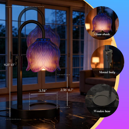 Flower Candle Warmer Lamp, Timer & 4-Level Dimmer, Adjustable Height | Flameless Electric Wax Warmer for Jar Candles, Includes 2 Bulbs, Pink, Home Decor Gift for Mom & Women, Housewarming