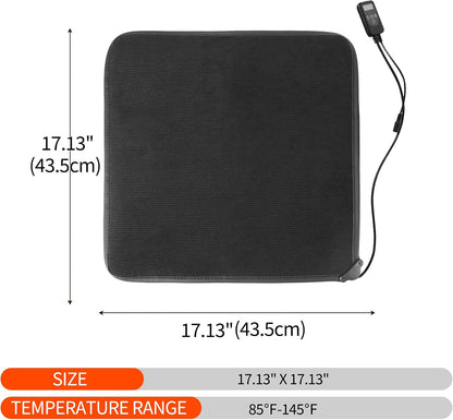 Heated Seat Cushion with 7 Heat Settings & 12-Hour Timer Shut-Off Function Office Chair Pad, Auto Shut-Off Protection, Soft Plush Cover, Non-Slip Bottom for Office Chair & Wheelchair (Black)