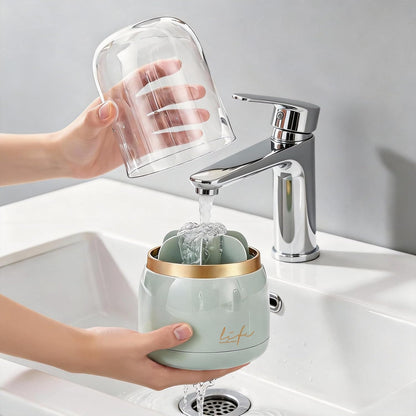 360 Rotating Toothbrush Holders for Bathrooms, 7-Slot Toothbrush Holder with Cover & Drainage, Bathroom Countertop Organizer for Electric Toothbrushes, Toothpaste & Makeup Brushes