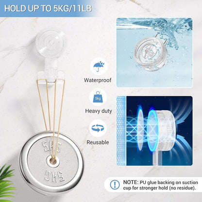 LUXEAR Suction Hooks, 2 Pack Razor Hooks Removable & Reusable | Shower Hook Damage-Free Powerful Suction Hanger for Towel Bathrobe Loofah Bathroom Kitchen Storage Hooks Weather Hanger
