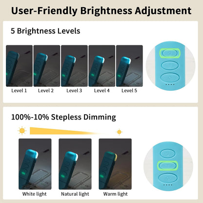 Rechargeable Book Light, Clip-On LED Reading Light, Eye-Caring