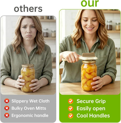 4-in-1 Jar Opener for Seniors & Arthritis Sufferers - Adjustable Stainless Steel Lid Remover with Non-Slip Grip, Ergonomic Kitchen Tool for Weak Hands, Fits Bottles, Jars & Cans
