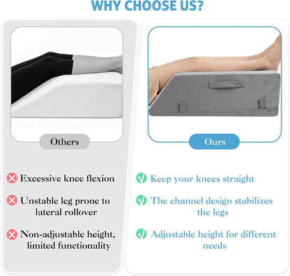 Leg Elevation Pillows for After Surgery, Ergonomic Keeps Knee Straight, Adjustable Height Knee Replacement Recovery Aids, Suitable for Surgery, Injury, or Rest, Washable Cover, Single Leg
