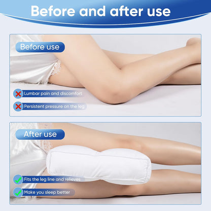 MINUPWELL 6.5" Knee Pillow for Side Sleepers - 100% Shredded Memory Foam Leg Pillow for Side Sleeping - Between Leg & Under Hip Pillow - Relieving Leg, Back, and Knee Pain - High Supportive