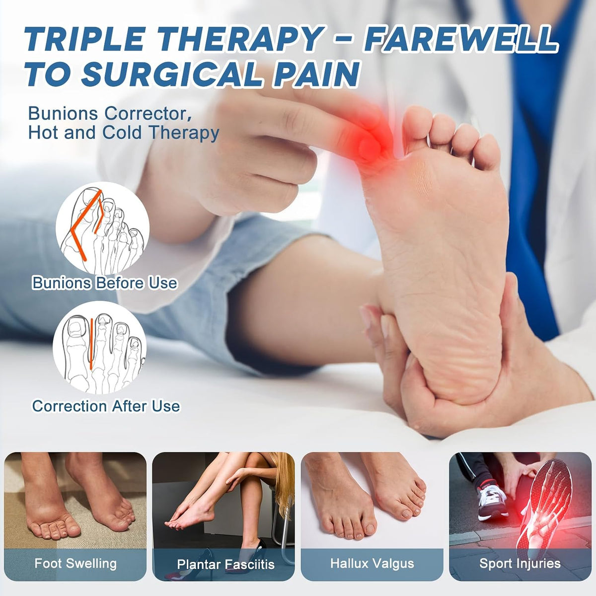 2-Pack Foot Ice Pack Wraps – Non-Slip Bunion Relief Socks with Hot & Cold Therapy for Gout, Swelling, Plantar Fasciitis, Hallux Valgus, and Sports Injuries