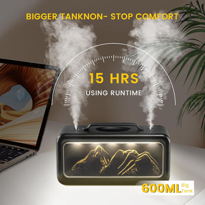 HEEYCEM Humidifiers for Bedroom, 600ml Cool Mist Humidifier with Night Light, 23dB Quiet Operation, Mini Baby Humidifier,for Bedroom, Nursery, Office, Plants(Wood Grain）