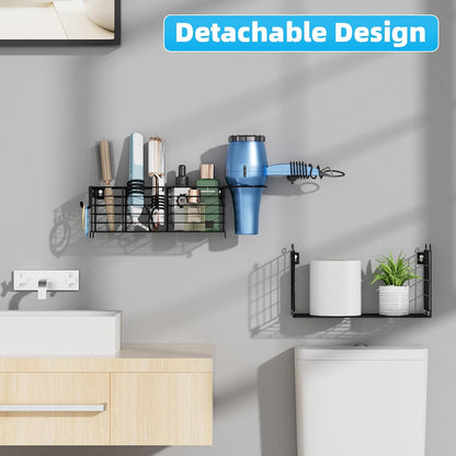 3 Tier Hair Tool Organizer Wall Mount, curling iron holder Basket, Black | Metal Mesh, Hair Dryer Holder, Bathroom Hair Styling Tool Organizer, Blow Dryer Holder, Hair Straightener Organizer