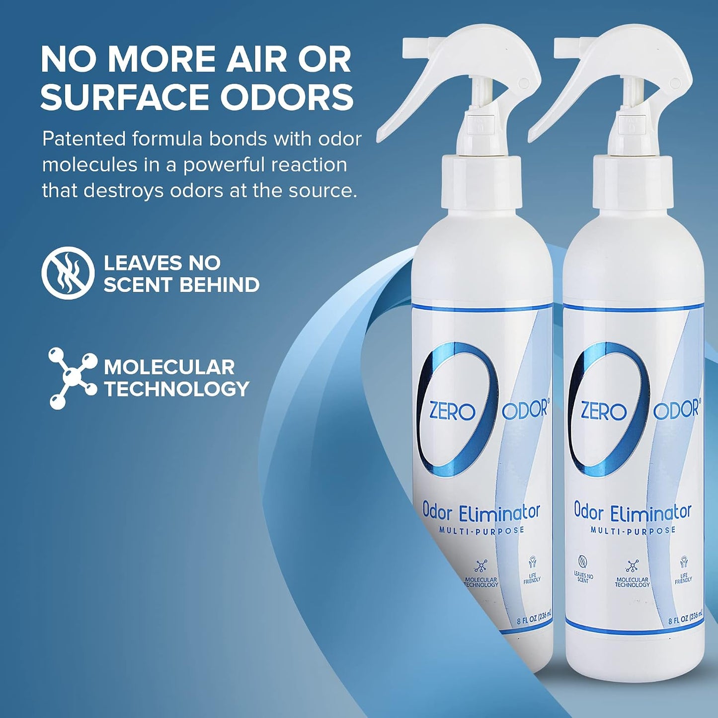 Zero Odor Multi-Purpose Odor Eliminator, Fabric & Room Deodorizer, 16 oz | Odor Eliminator Spray for Closet, Bathroom, Basement, Trash & Upholstery, Air and Surface use