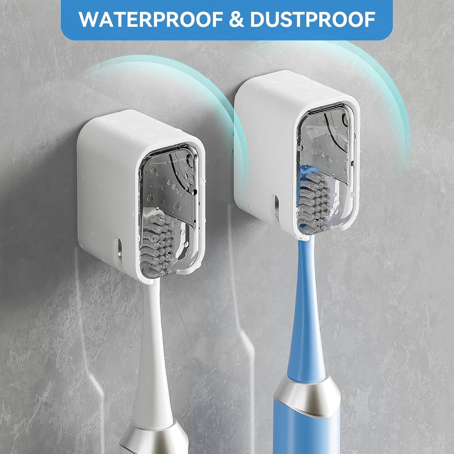 MOPMS Single Slot Toothbrush Holders Wall Mounted with Cover for Bathrooms | 2PCS Toothbrush Cover for Shower, Single Toothbrush Dispenser Storage Organizer for Family & Travel