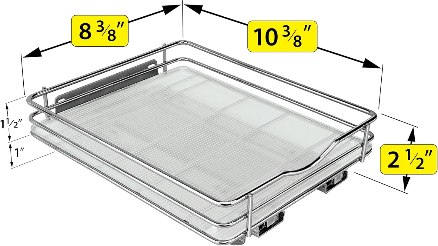 LYNK PROFESSIONAL® Pull Out Spice Organization for Cabinets - 4-3/8 inch Wide – Spice Rack for Inside Cabinets, Slide Out Spice Rack Organizer for cabinet – Pull Out Spice Rack, Sliding 2 Tier Chrome