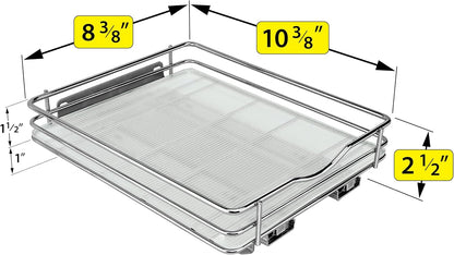LYNK PROFESSIONAL® Pull Out Spice Organization for Cabinets - 4-3/8 inch Wide – Spice Rack for Inside Cabinets, Slide Out Spice Rack Organizer for cabinet – Pull Out Spice Rack, Sliding 2 Tier Chrome