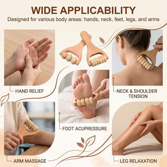 2pcs Massage Roller,Foot Roller,Wooden Massage Roller,Wood Therapy Massage Tools,Wooden Rollers For Massage,Natural Wood,Break Down Muscle Tightness,For Leg Thigh Arm Body Muscle Tissue Pain Relief